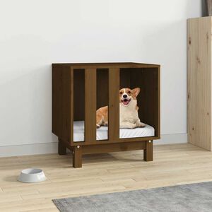 vidaXL Casota para c&atilde;es 50x40x52 cm pinho maci&ccedil;o castanho mel