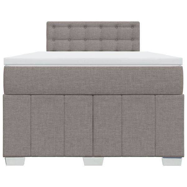 vidaXL Cama boxspring c/ colch&atilde;o 120x190cm tecido castanho-acinzentado