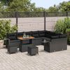 vidaXL Conjunto de Sof&aacute; de Jardim com almofada 12 pcs Preto vime PE