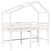 vidaXL Cama alta c/ escada e telhado 90x190 cm pinho maci&ccedil;o branco