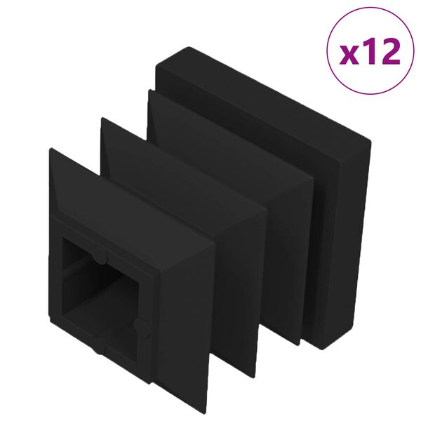 vidaXL Tampas de Extremidade 12 pcs Preto 15 x 15 x 15 mm PP
