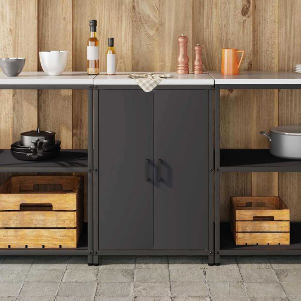 vidaXL Armazenamento de Cozinha com porta Preto 60 x 50 x 92 cm A&ccedil;o