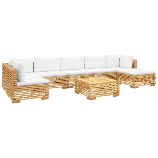 vidaXL 8 pcs conjunto lounge jardim c/ almofad&otilde;es madeira teca maci&ccedil;a