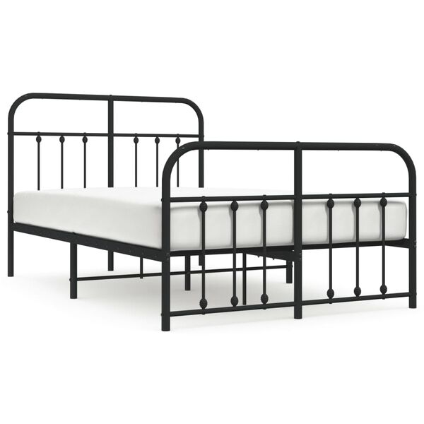vidaXL Estrutura de cama com cabeceira e p&eacute;s 120x190 cm metal preto