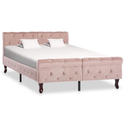 vidaXL Estrutura de cama 120x200 cm veludo cor-de-rosa