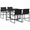 vidaXL 5 pcs conjunto de jantar p/ jardim c/ almofad&otilde;es vime PE preto
