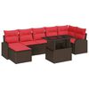 vidaXL Conjunto de Sof&aacute; de Jardim 8 unid. Castanho Rattan Sint&eacute;tico