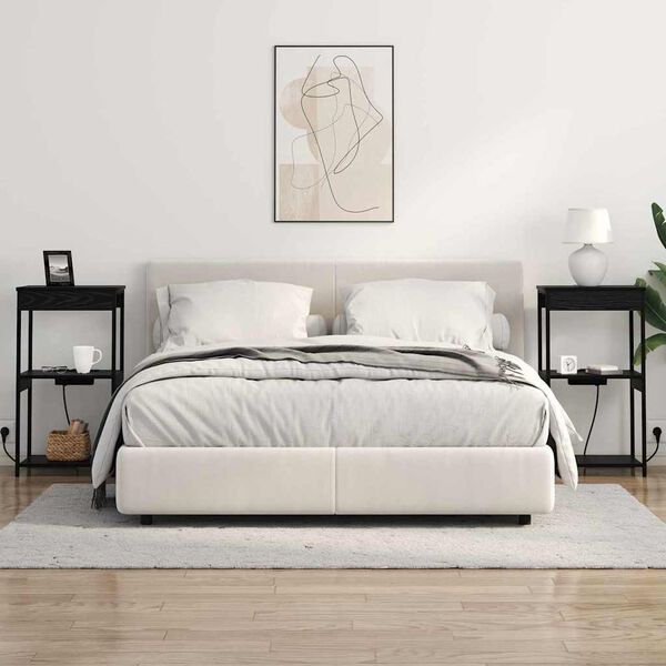 vidaXL Arm&aacute;rio de Cabeceira Carvalho Preto 41 x 31 x 76 cm