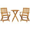 vidaXL 3 pcs conjunto de bistr&ocirc; dobr&aacute;vel madeira de ac&aacute;cia maci&ccedil;a
