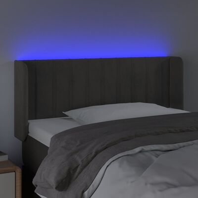 vidaXL Cabeceira cama c/ luzes LED veludo 93x16x78/88cm cinza-escuro