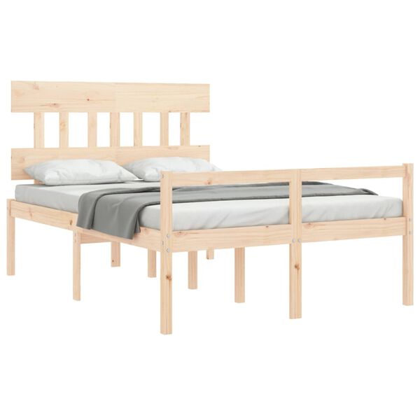 vidaXL Cama para idosos com cabeceira 140x200 cm madeira maci&ccedil;a