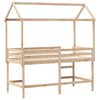 vidaXL Cama alta c/ escada e telhado 90x200 cm pinho maci&ccedil;o