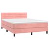 vidaXL Cama box spring c/ colch&atilde;o/LED 140x190 cm veludo rosa