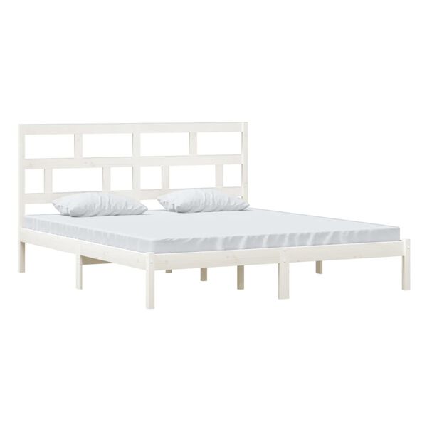 vidaXL Estrutura de cama super king 180x200 cm madeira maciça branco
