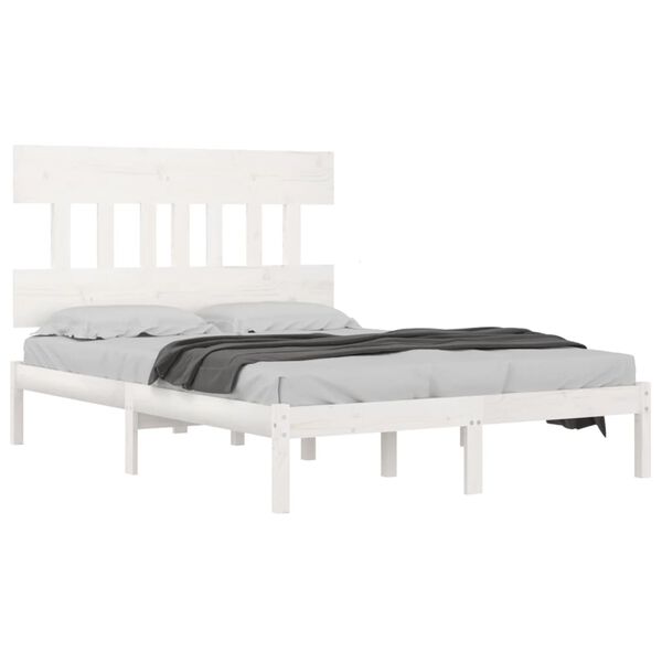 vidaXL Estrutura de cama super king pinho maciço 180x200 cm branco