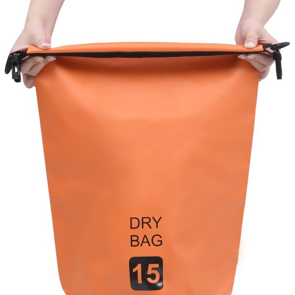 vidaXL Bolsa imperme&aacute;vel 15 L PVC laranja