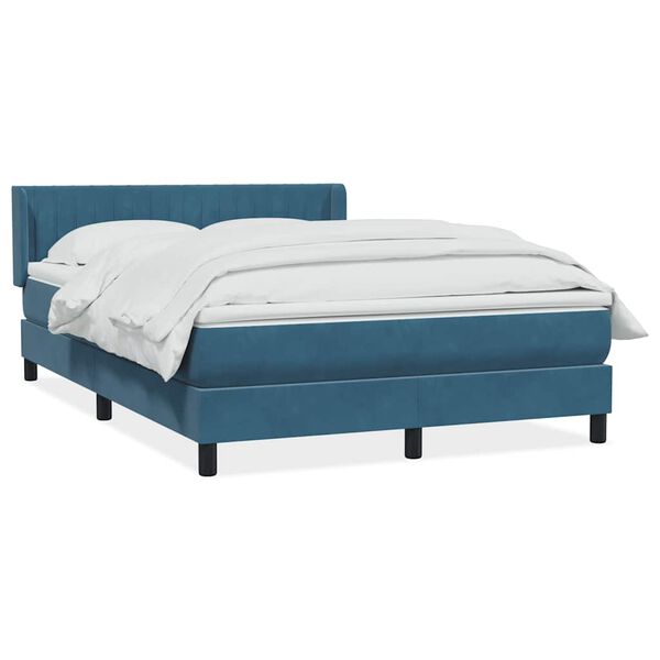 vidaXL Cama com molas/colch&atilde;o 140x220 cm veludo azul-escuro