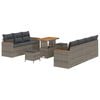 vidaXL Conjunto de Sof&aacute; de Jardim 10 unid. Cinzeto vime PE