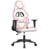 vidaXL Cadeira gaming couro artificial branco e rosa