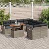 vidaXL Conjunto de Sof&aacute; de Jardim 9 pcs Cinzeto Rattan Sint&eacute;tico