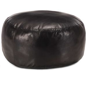 vidaXL Pufe 60x30 cm couro de cabra genu&iacute;no preto