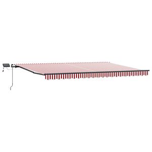 vidaXL Toldo retr&aacute;til Vermelho e Branco 500 &times; 300 cm Tecido e Alum&iacute;nio