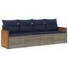 vidaXL Conjunto de sof&aacute; de jardim com 4 pe&ccedil;as e almofadas em rattan sint&eacute;tico cinza