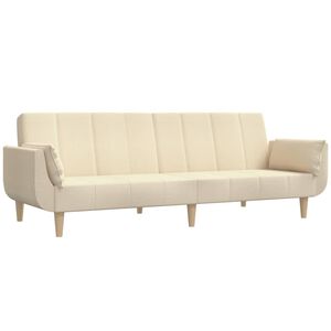 vidaXL Sof&aacute;-cama 2 lugares com duas almofadas tecido cor creme