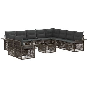 vidaXL Conjunto de Sof&aacute; de Jardim 11 unid. Cinzento vime PE
