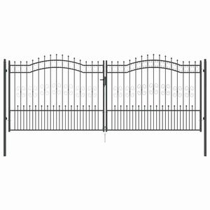 vidaXL Port&atilde;o de Cerca com Ponta de Lan&ccedil;a Kampen Cinzeto 404 x 150 cm