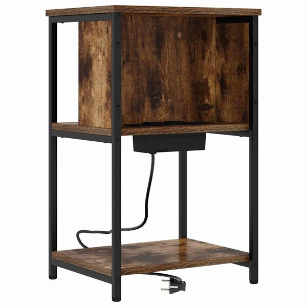 vidaXL Arm&aacute;rio de Cabeceira Carvalho Defumado 38 x 31 x 61 cm