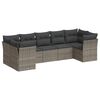vidaXL 7 pcs conjunto sof&aacute;s p/ jardim c/ almofad&otilde;es vime PE cinzento