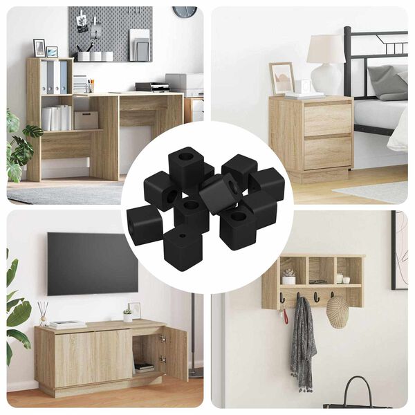 vidaXL Suporte de Gaveta 12 pcs Preto 15 x 15 x 15mm Copoli&eacute;ster PP