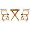 vidaXL 3 pcs conjunto de bistr&ocirc; vime PE e madeira maci&ccedil;a bege