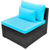 vidaXL 13 pcs conjunto lounge jardim c/ almofad&otilde;es vime PE azul