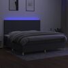 vidaXL Cama box spring c/ colch&atilde;o e LED 200x200 cm tecido cinza-escuro