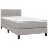 vidaXL Cama box spring c/ colch&atilde;o e LED 90x200 cm tecido cinza-claro