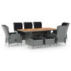 vidaXL 9 pcs conj. jantar exterior + almofad&otilde;es vime PE cinzento-claro