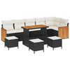vidaXL Conjunto de Sof&aacute; de Jardim com almofada 10 pcs Preto e Creme