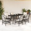 vidaXL 7 pcs conjunto de jantar p/ jardim c/ almofad&otilde;es vime PE preto