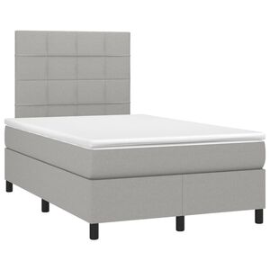 vidaXL Cama boxspring com colch&atilde;o 120x190 cm tecido cinzento-claro
