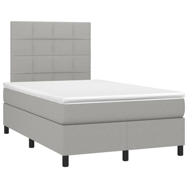 vidaXL Cama boxspring com colch&atilde;o 120x190 cm tecido cinzento-claro