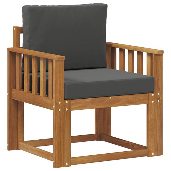 vidaXL Sof&aacute; exterior Madeira de Ac&aacute;cia maci&ccedil;a e Poli&eacute;ster Natural