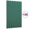 vidaXL Pain&eacute;is de telhado 36 pcs 60x36 cm a&ccedil;o galvanizado verde