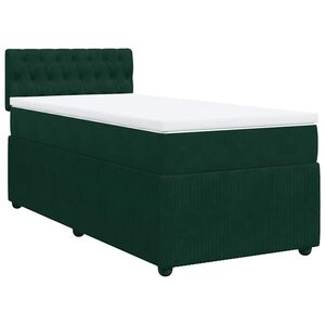 vidaXL Cama com molas/colch&atilde;o 100x200 cm veludo verde-escuro