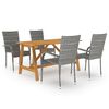 vidaXL 5 pcs conjunto de jantar para jardim cinzento