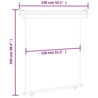 vidaXL Toldo lateral para varanda 140x250 cm preto