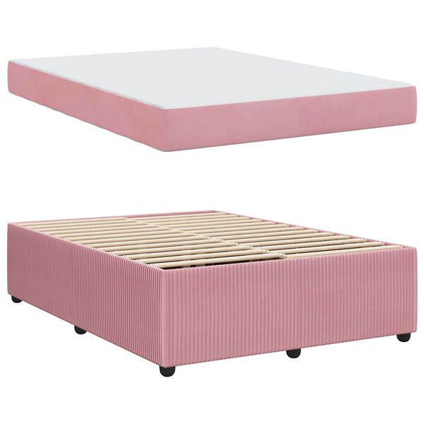 vidaXL Estrutura da Cama com colchão Rosa 140 x 200 cm tecido