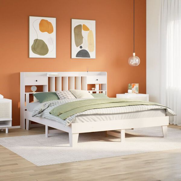 vidaXL Cama sem colch&atilde;o 180x200 cm madeira de pinho maci&ccedil;a branco