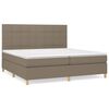 vidaXL Cama com molas/colch&atilde;o 200x200 cm tecido castanho-acinzentado